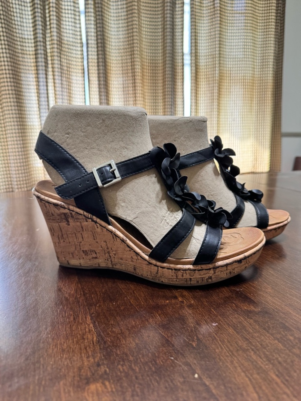 boc Black Floral Cork Wedge Sandals - Women